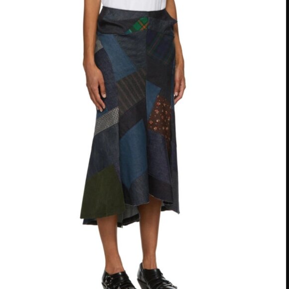 Junya Watanabe Indigo Denim Patchwork Skirt - Picture 2 of 16